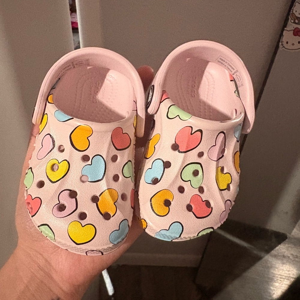 Baby Pink Heart-Print Clog Shoes